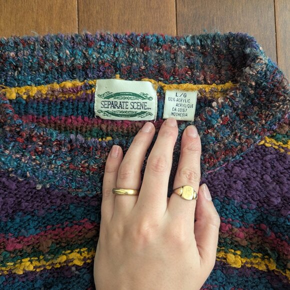 COLORFUL STRIPE KNIT VINTAGE SWEATER - Picture 2 of 2